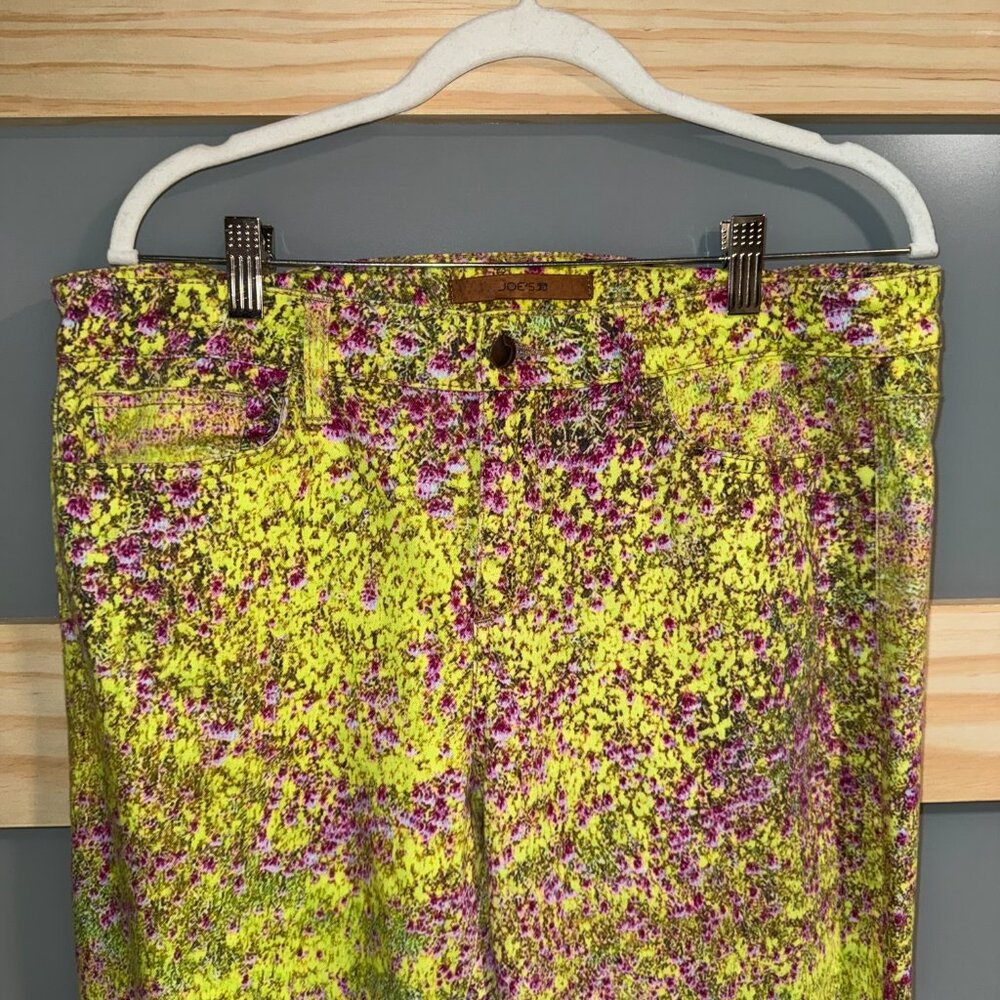 Joe's Jeans 'The Skinny' Neon Floral Stretch Denim Jeans Sunny Women's 32 - Picture 3 of 9